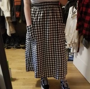 Black and white checked midi skirt
